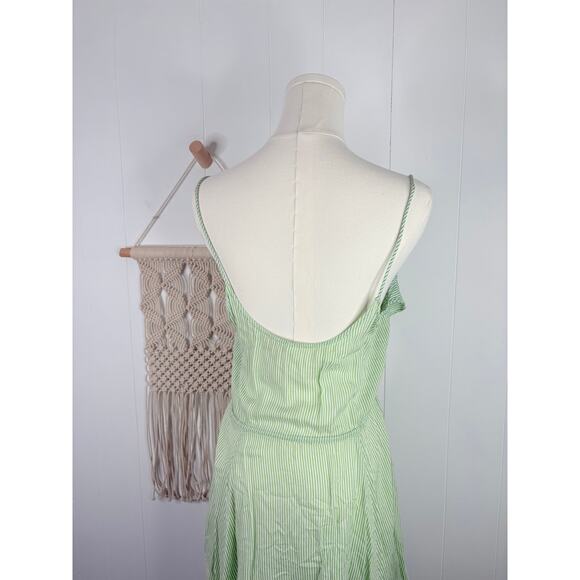 Free People Flutter Away Stripe Ruffle Mini Dress Size Small Green - Picture 8 of 9